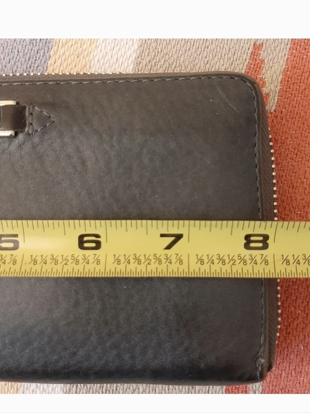 Cole Haan Leather Wallet Continental Wallet Clutch Grey Blue Zip Around